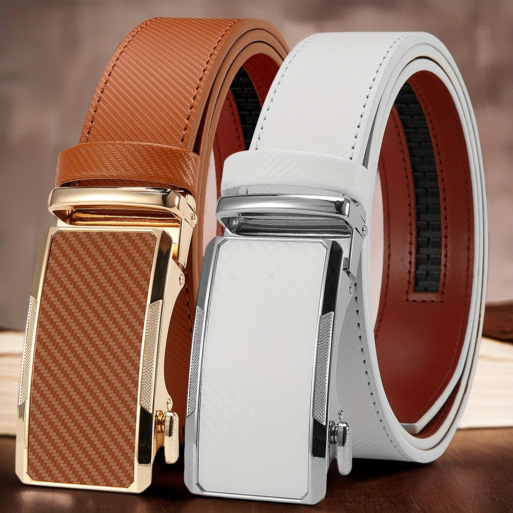 2pcs Men's Business Belts with Alloy Automatic Buckle