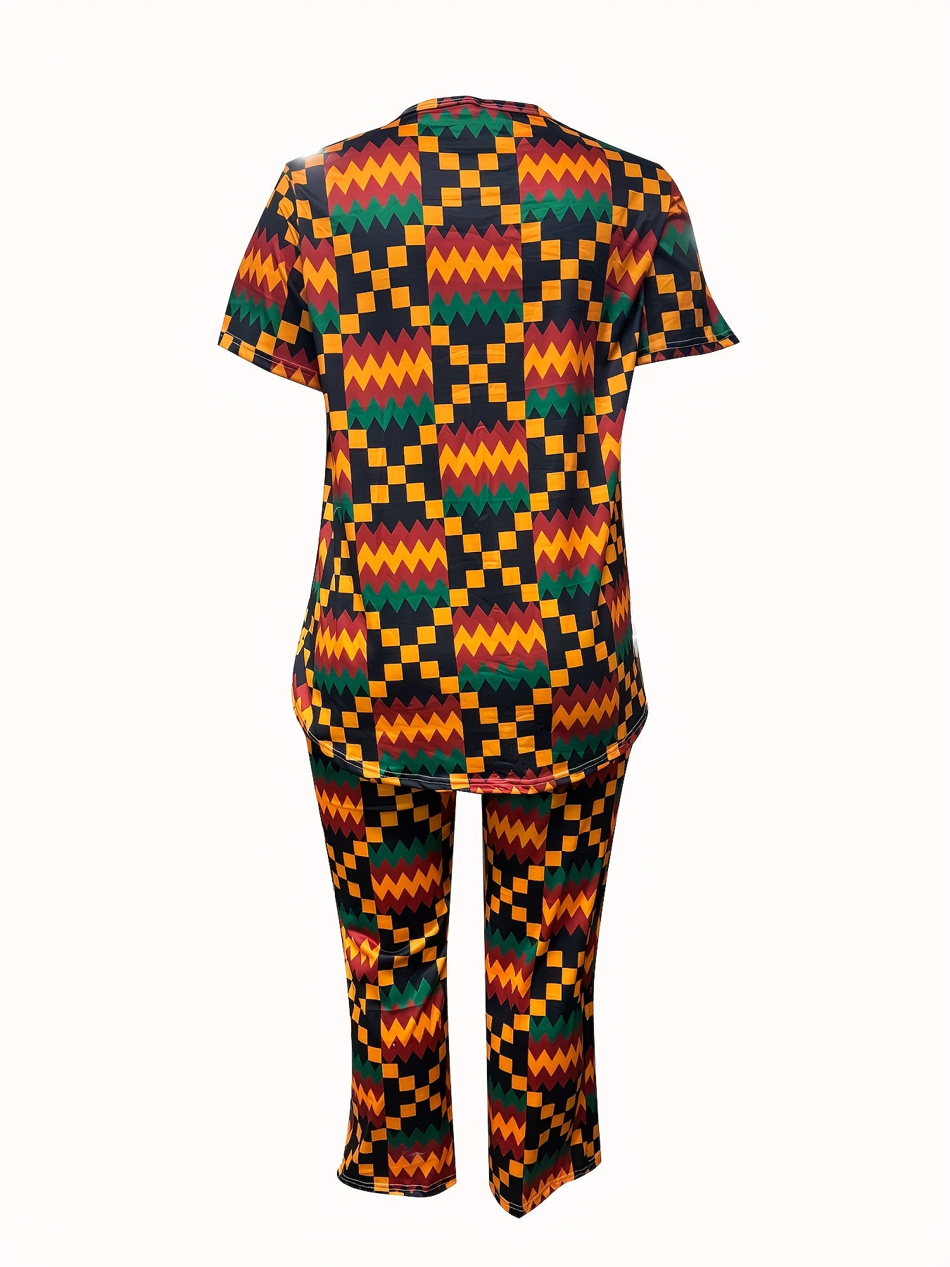 Top And Bottom 2pcs Fashionable Women's Clothing Geometric Set