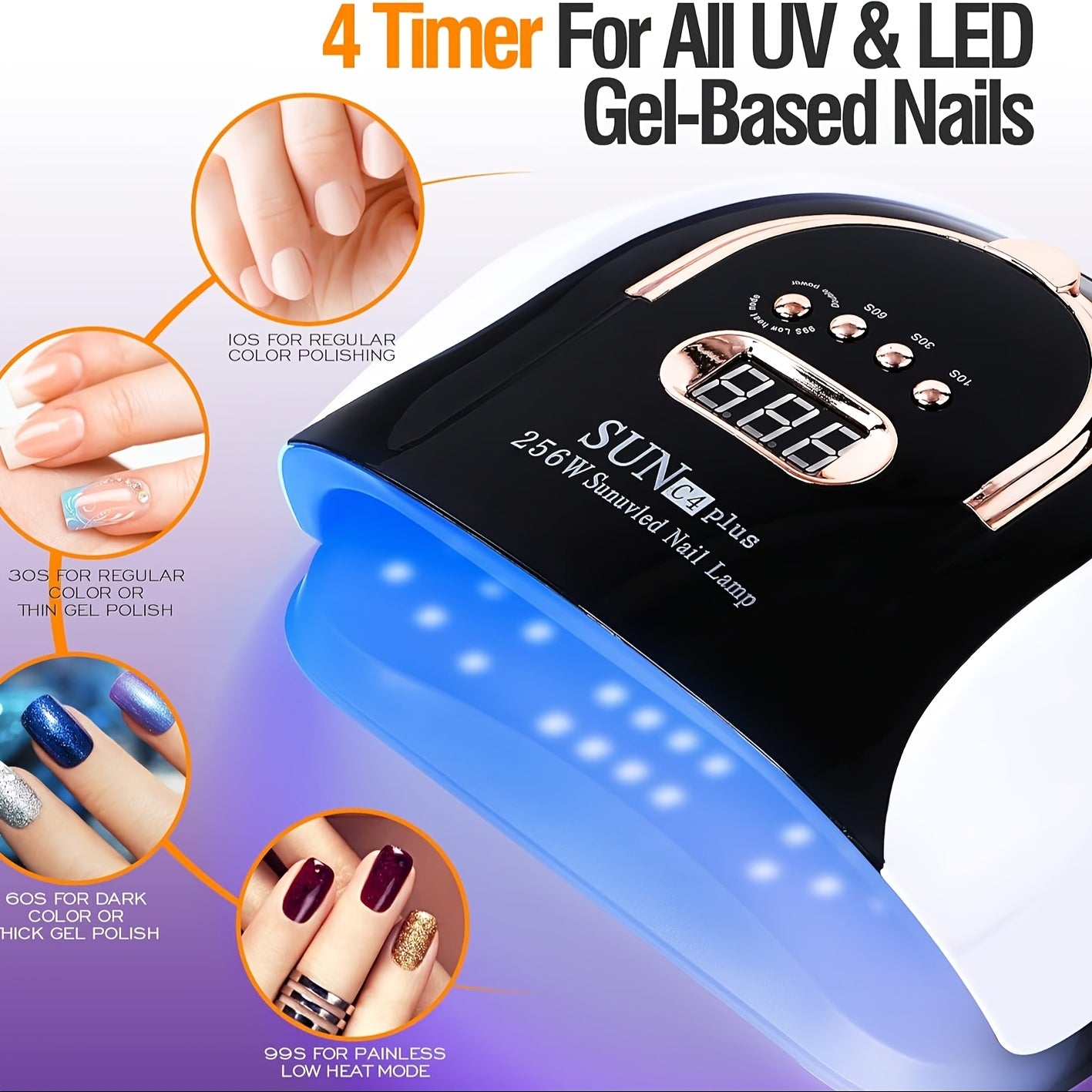 High Power Nail Curing Light 256W with Auto-Sensing Features