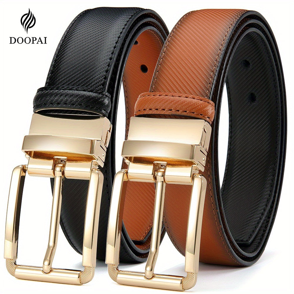 1pc DOOPAI Men's Fashionable Genuine Leather Reversible Belt