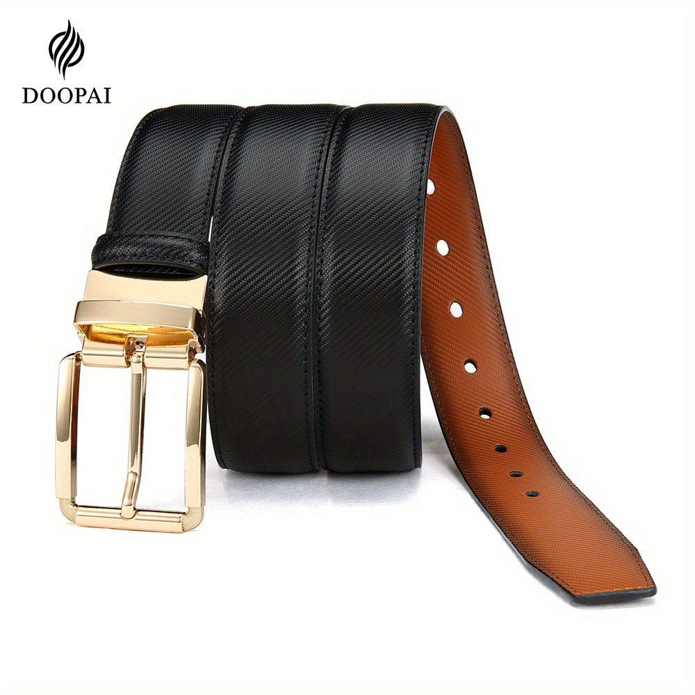 1pc DOOPAI Men's Fashionable Genuine Leather Reversible Belt