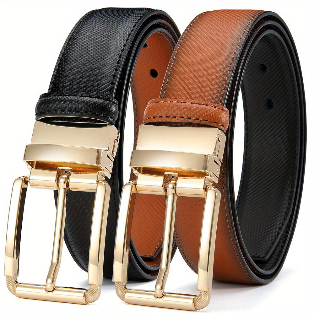1pc DOOPAI Men's Fashionable Genuine Leather Reversible Belt