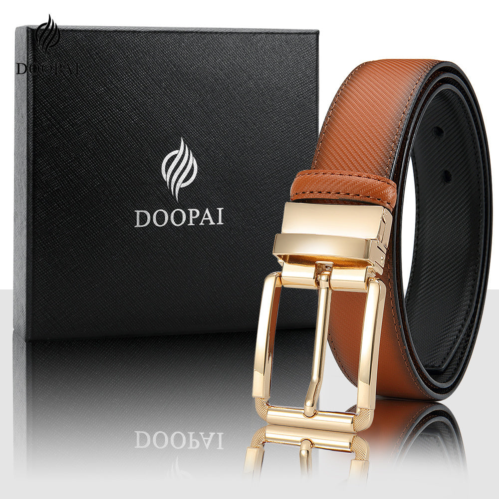 1pc DOOPAI Men's Fashionable Genuine Leather Reversible Belt