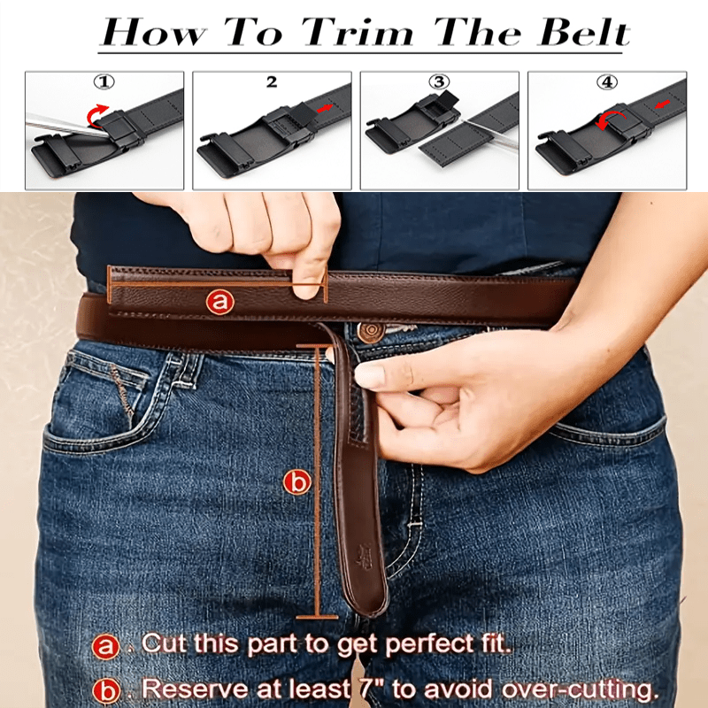 2pcs DOOPAI Men's Genuine Leather Belt with Automatic Buckle