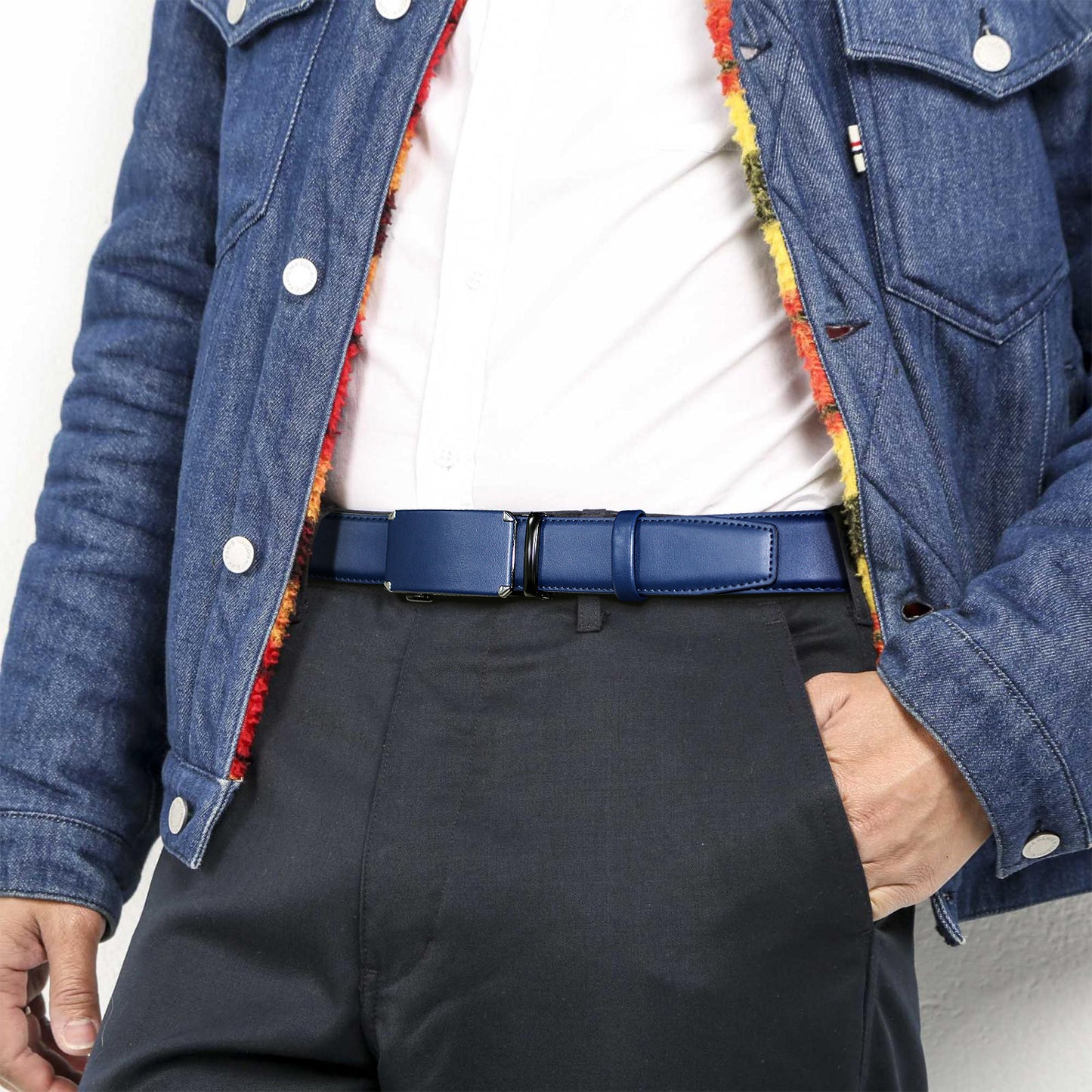 2pcs DOOPAI Men's Genuine Leather Belt with Automatic Buckle
