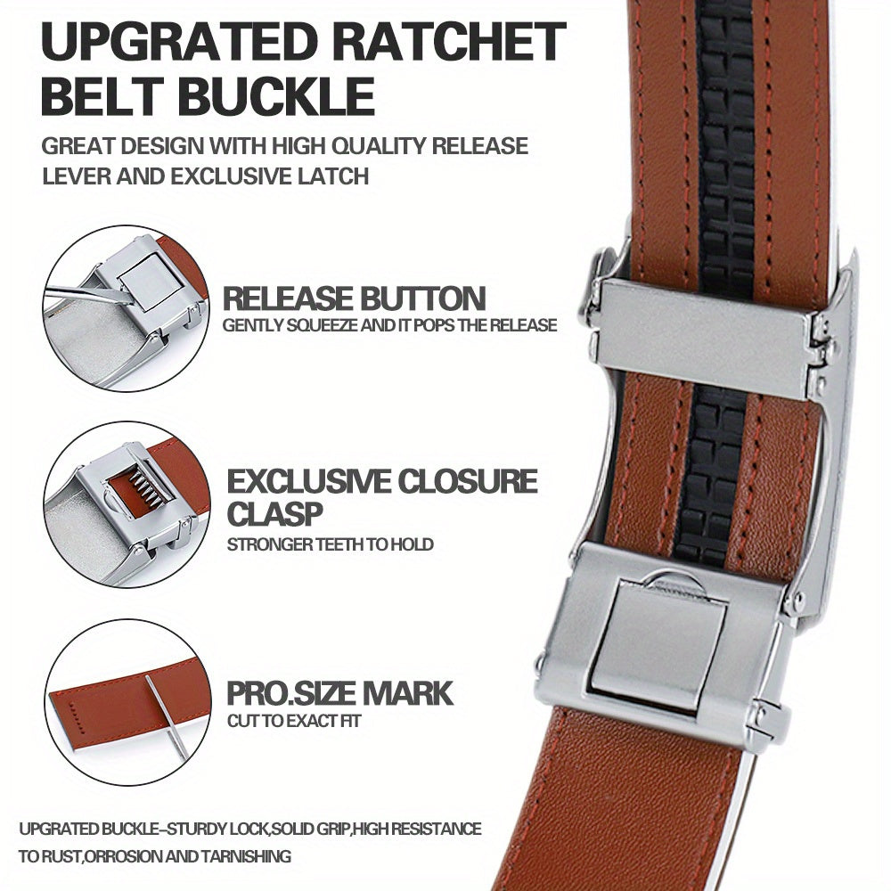 2pcs Men's Business Belts with Alloy Automatic Buckle
