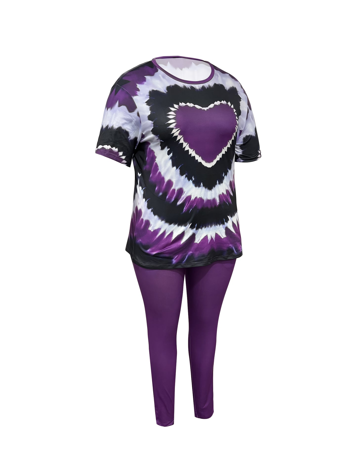 Comfy Polyester Women's Casual Heart Print Outfit Set