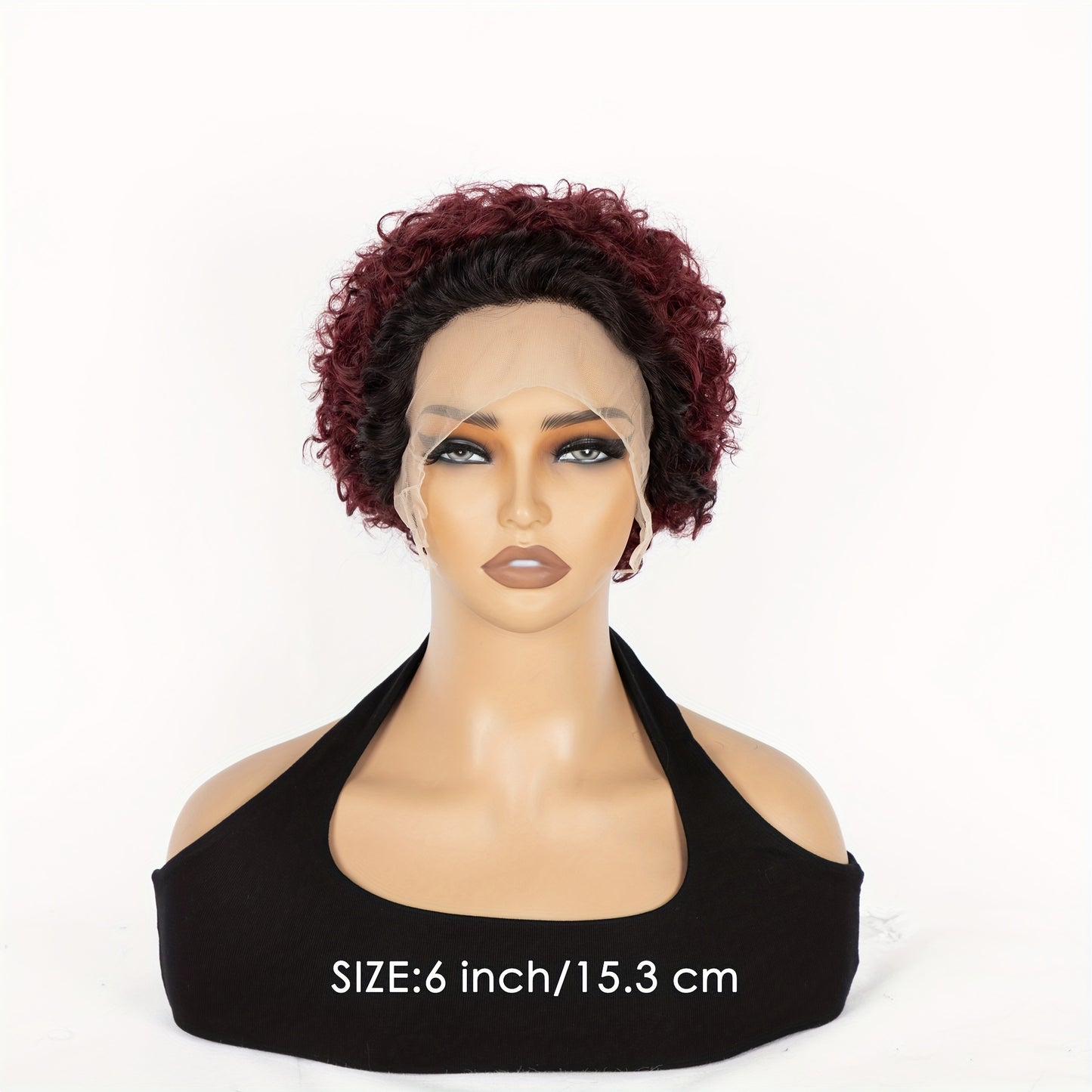 6 Inch Short Curly Lace Wig Pixie Wigs Human Hair 180 Percent Density Pixie Cut Transparent HD Lace Front Wigs Human Hair 13X1 Short Curly Wave Wigs Glueless Pre Plucked Hairline Natural Color