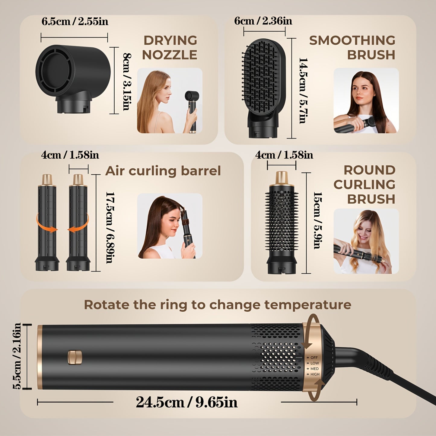 5-in-1 Hair Styler Brush With Heat Styling & Negative Ion Technology