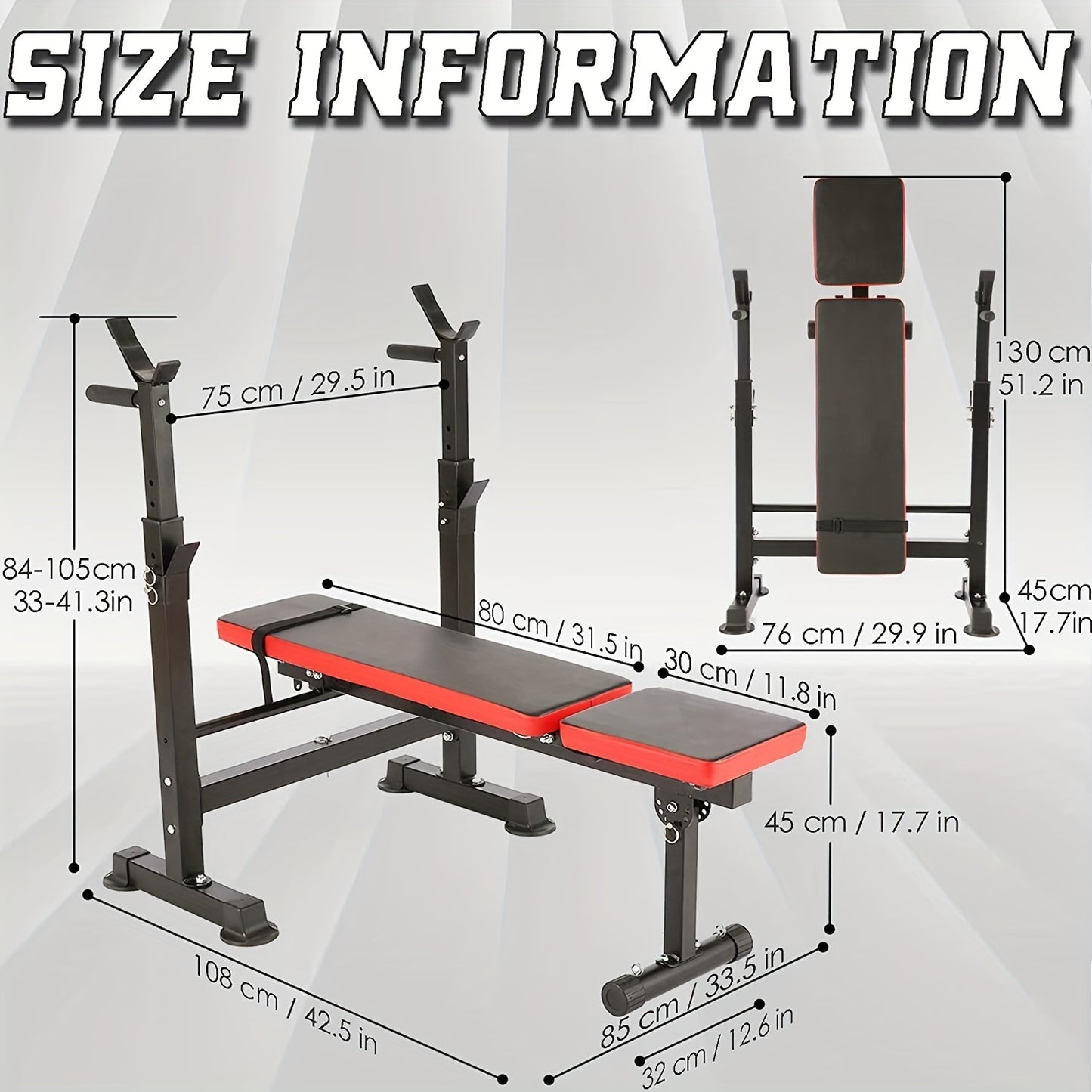 6in 1 600lbs Weight Bench Set with Squat Rack for Home Gym