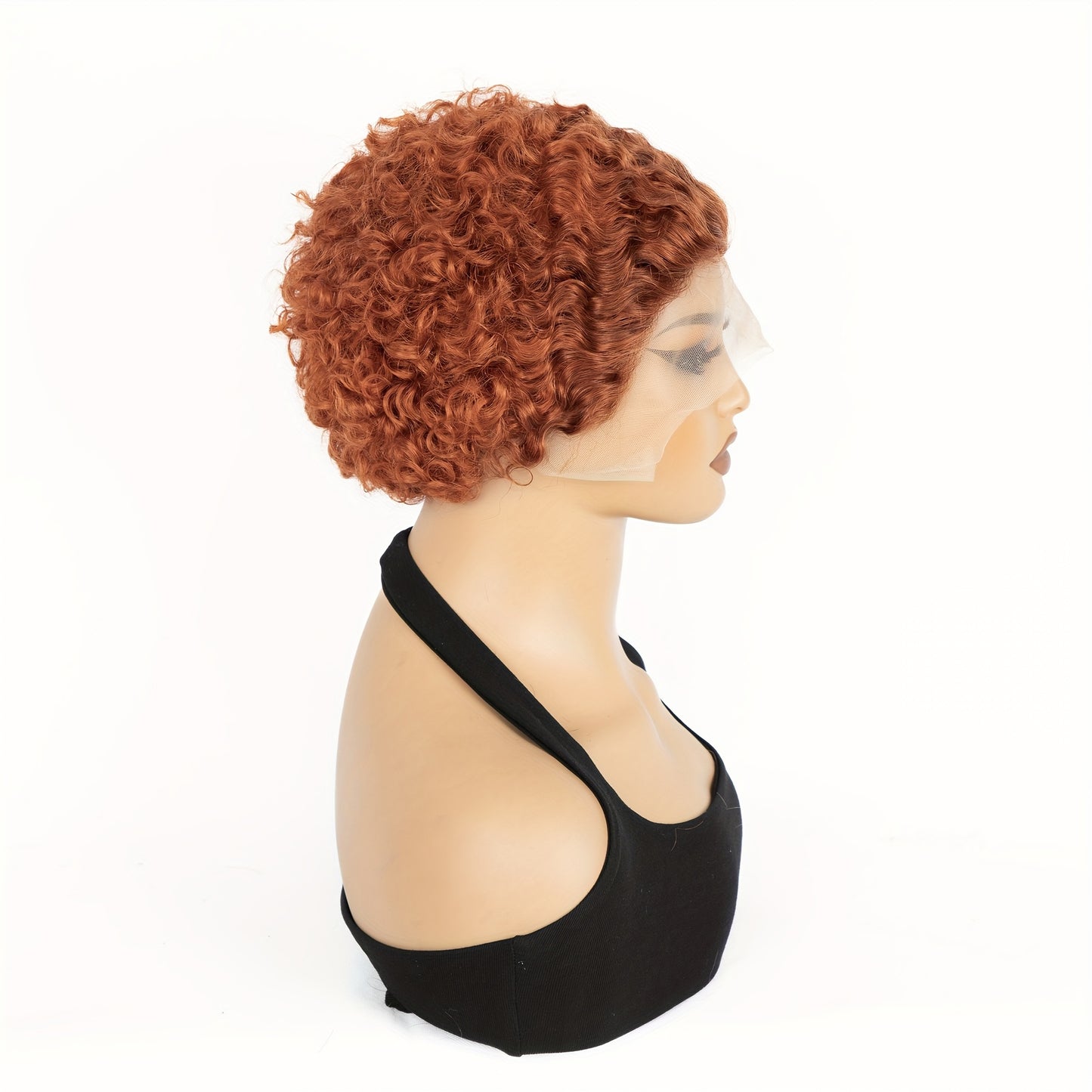 6 Inch Short Curly Lace Wig Pixie Wigs Human Hair 180 Percent Density Pixie Cut Transparent HD Lace Front Wigs Human Hair 13X1 Short Curly Wave Wigs Glueless Pre Plucked Hairline Natural Color