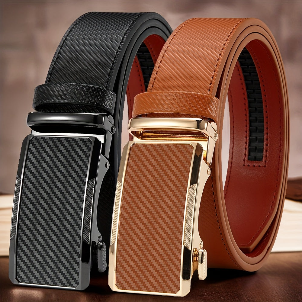 2pcs Men's Business Belts with Alloy Automatic Buckle