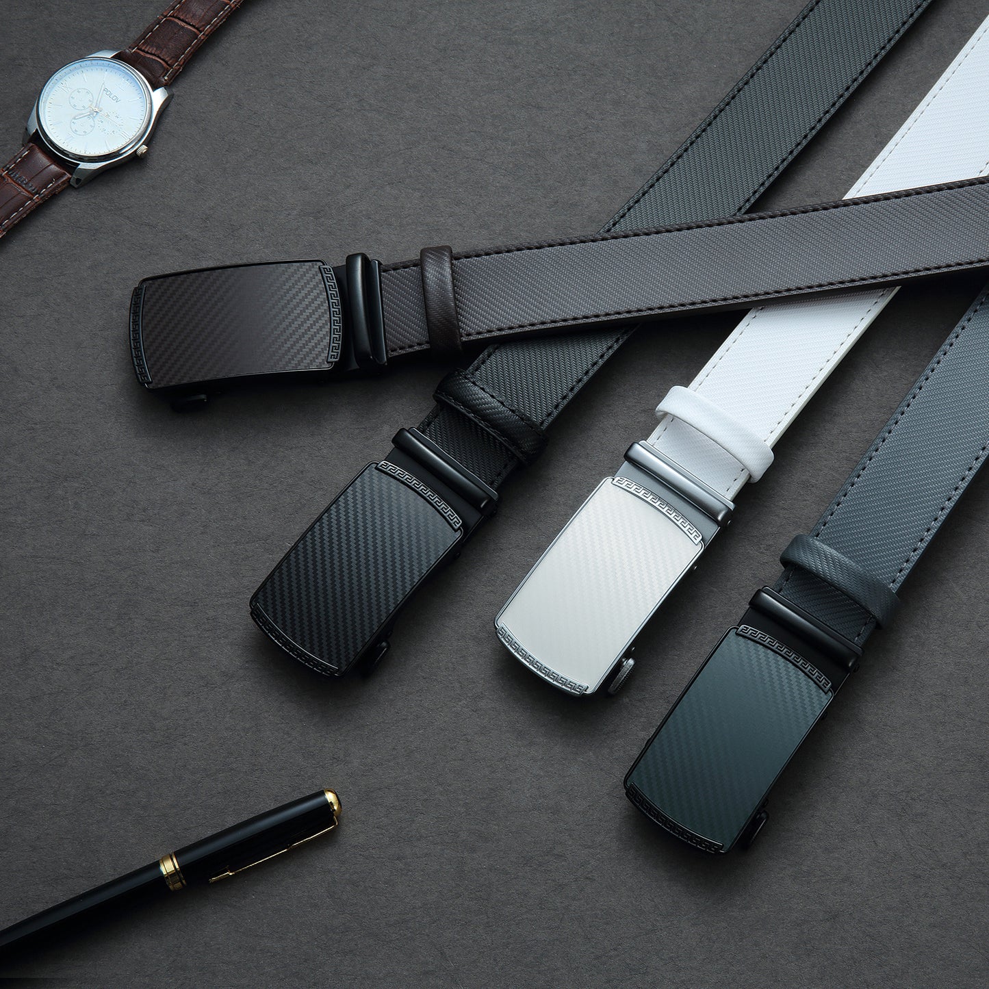 YOORAN Men's Premium Genuine Leather Belt with Alloy Buckle