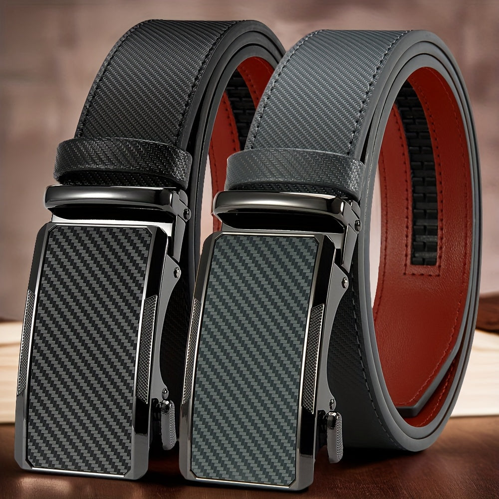 2pcs Men's Business Belts with Alloy Automatic Buckle