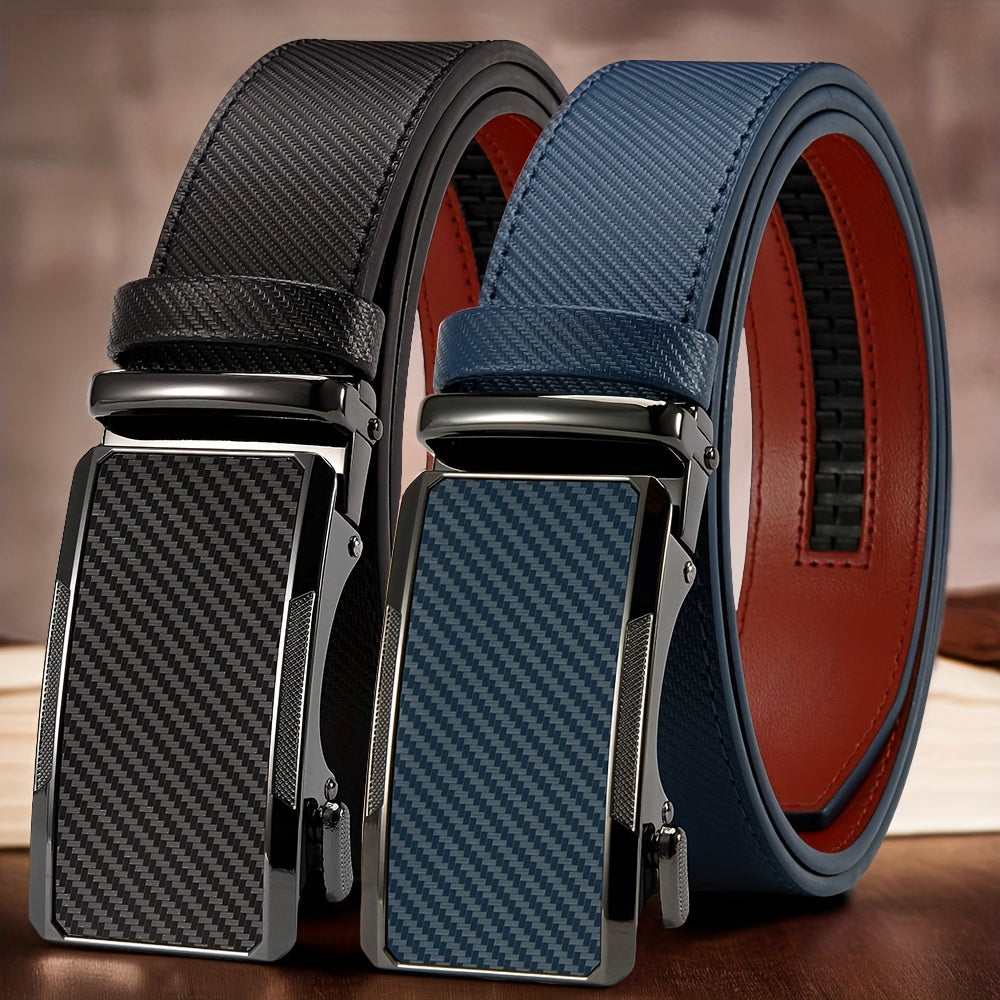 2pcs Men's Business Belts with Alloy Automatic Buckle
