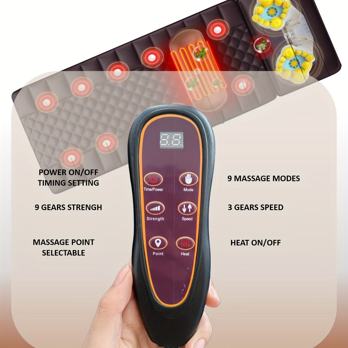 Full Body Massage Mattress with Neck Kneading and Heat Therapy