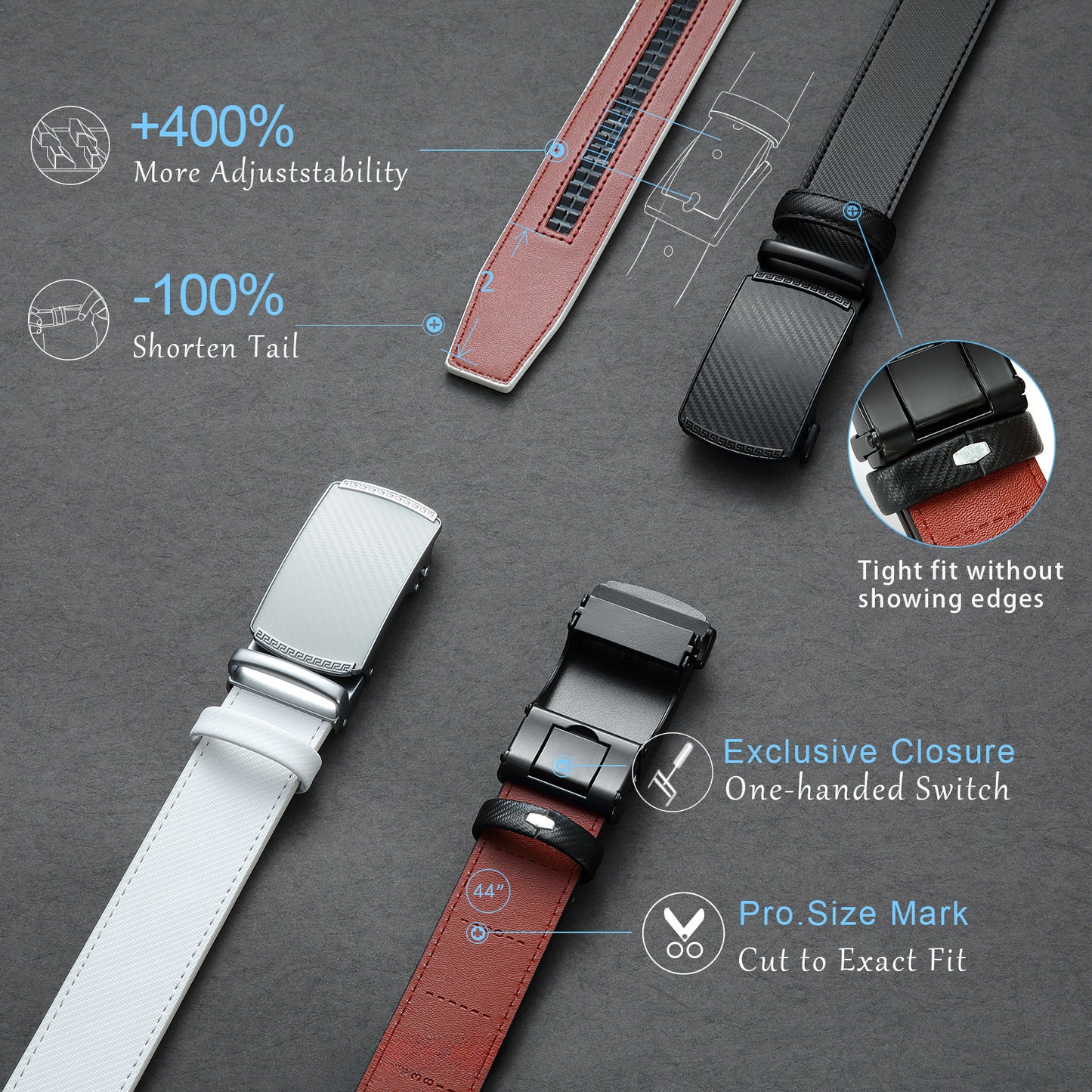 YOORAN Men's Premium Genuine Leather Belt with Alloy Buckle
