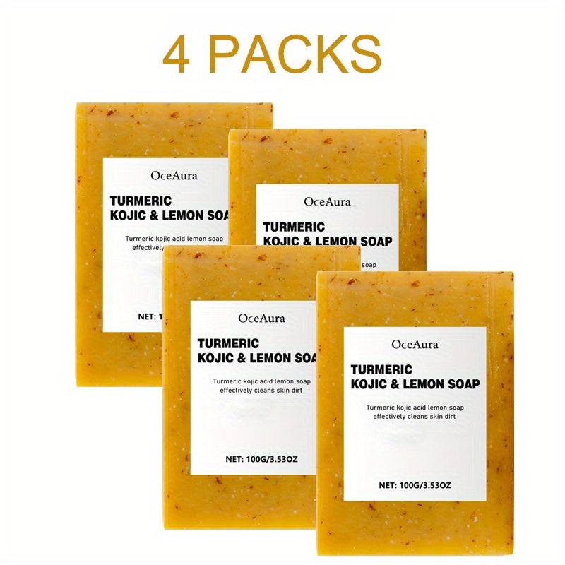 4Packs Handmade Turmeric Soap Bars 100g/3.53oz Essential Oils