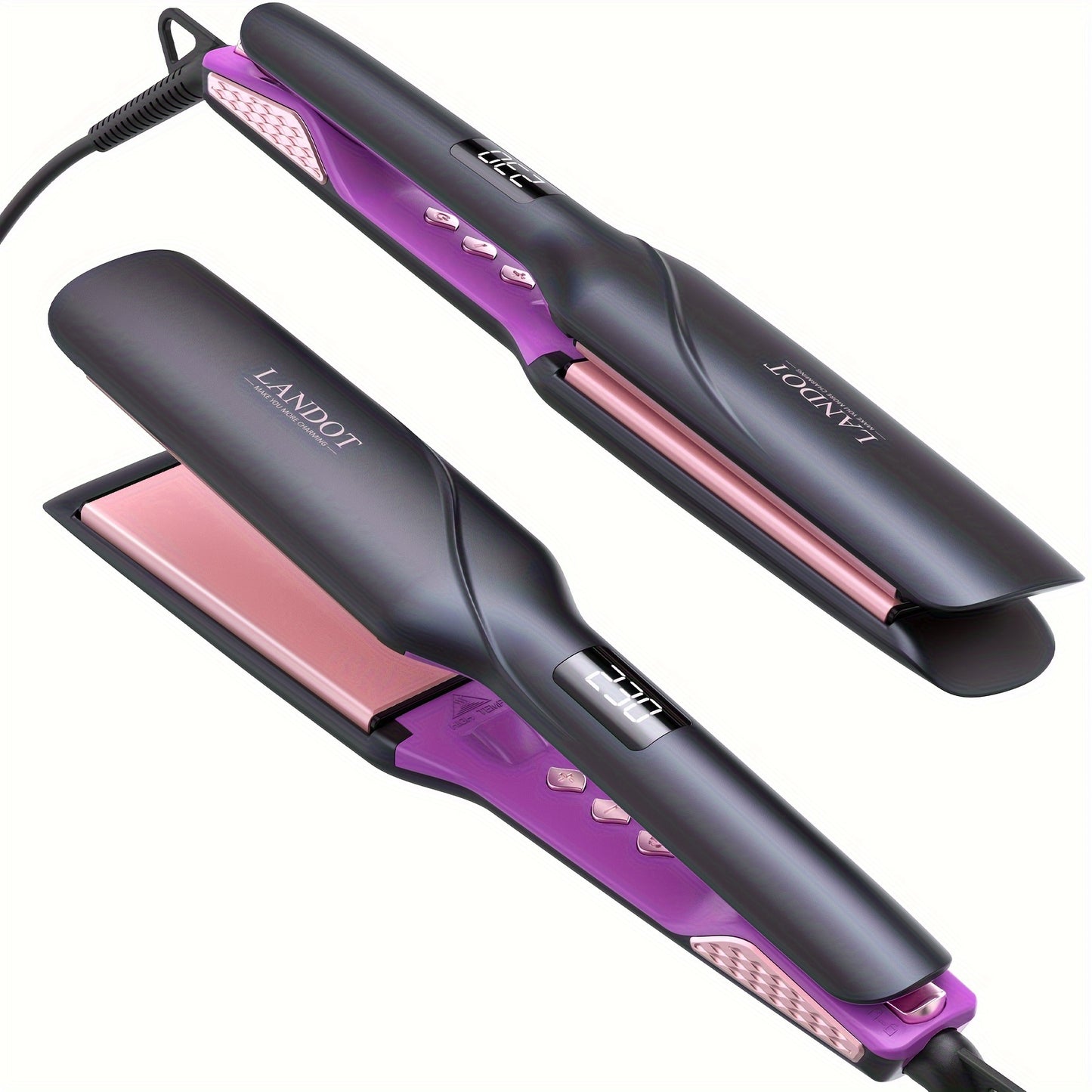LANDOT Wide Flat Iron Hair Straightener 1.75 Inch for Thick Hair