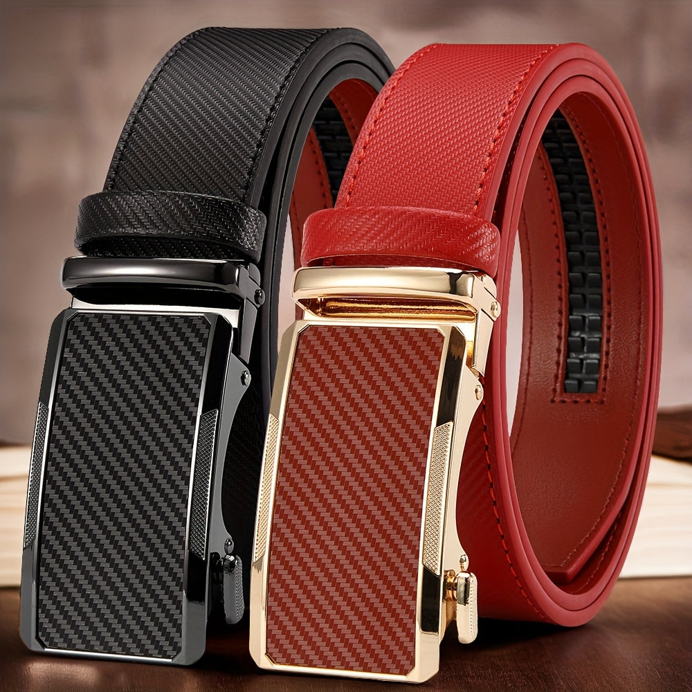 2pcs Men's Business Belts with Alloy Automatic Buckle