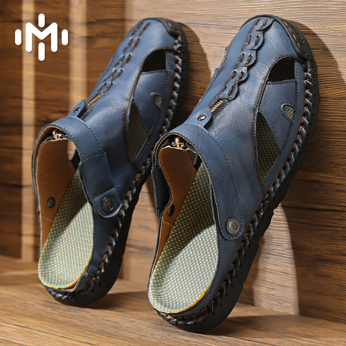 Men'S Solid Color Breathable Sandals, Men'S Lightweight Anti-Slip Fashionable Sandals - Ultra-Fiber Synthetic Upper, Hand-Sewn Sandals, Beach & Water Activities Quick-Dry Comfort, Men'S Stitch Beach Shoes For Summer
