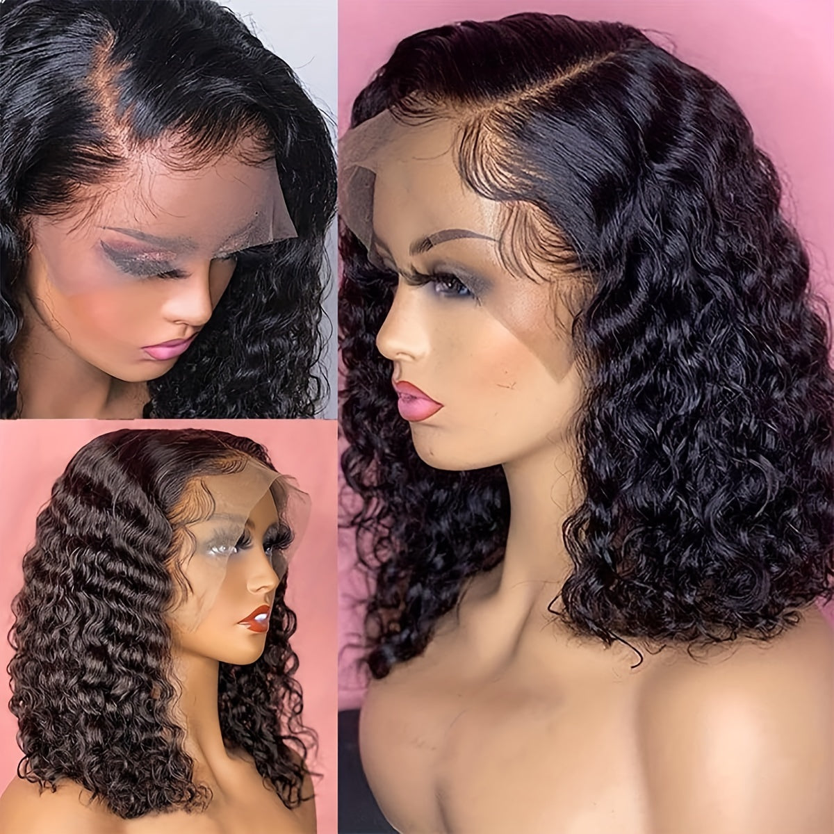 Curly Bob Wig Human Hair Glueless 13x6 Transparent Lace Frontal Wet and Wavy Short Jerry Curly Lace Front Bob Wigs for Black Women Pre Plucked Natural Hairline with Baby Hair 14 Inch