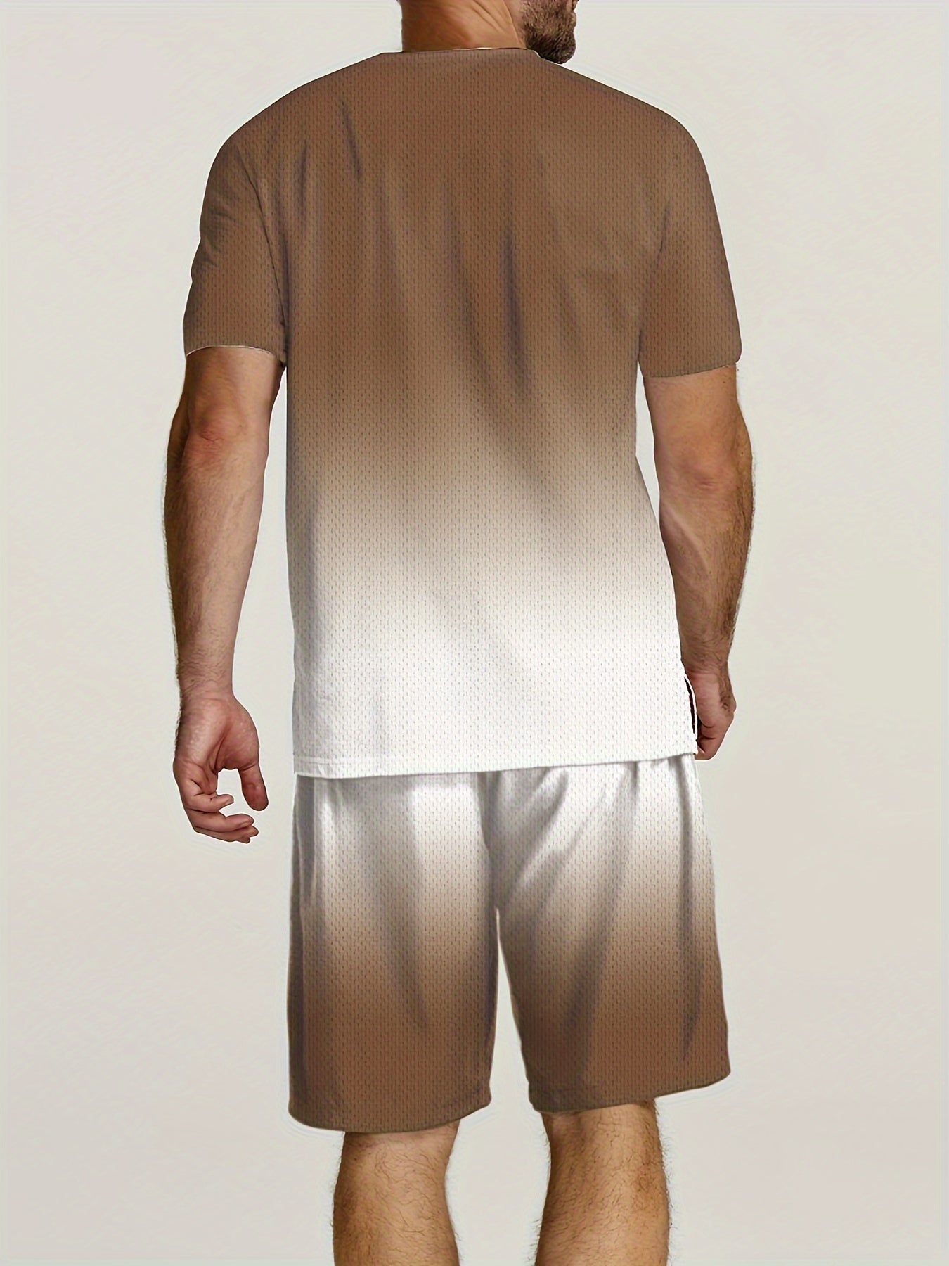 Men's Gradient Lettering Print Paris T-Shirt and Shorts Set