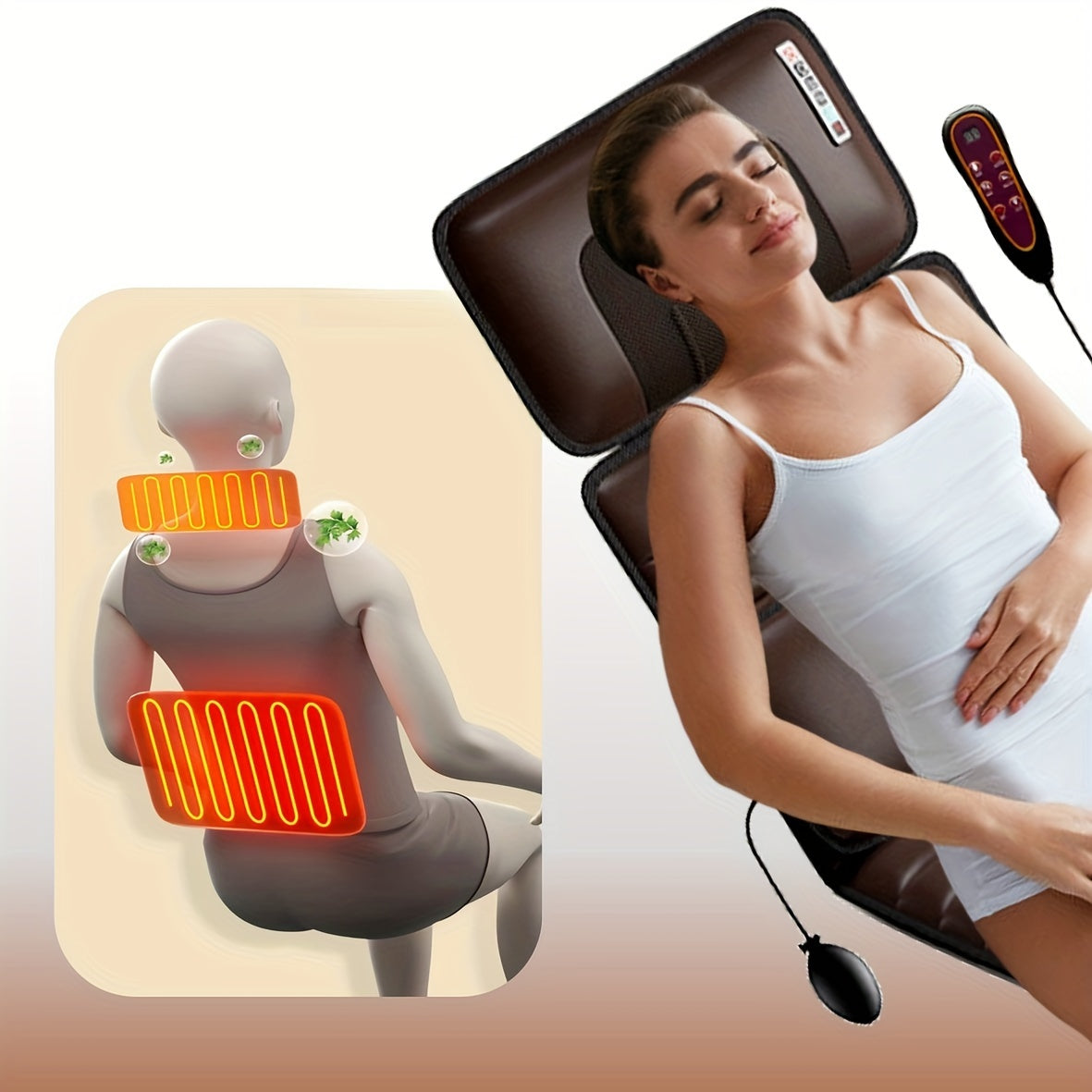 Full Body Massage Mattress with Neck Kneading and Heat Therapy