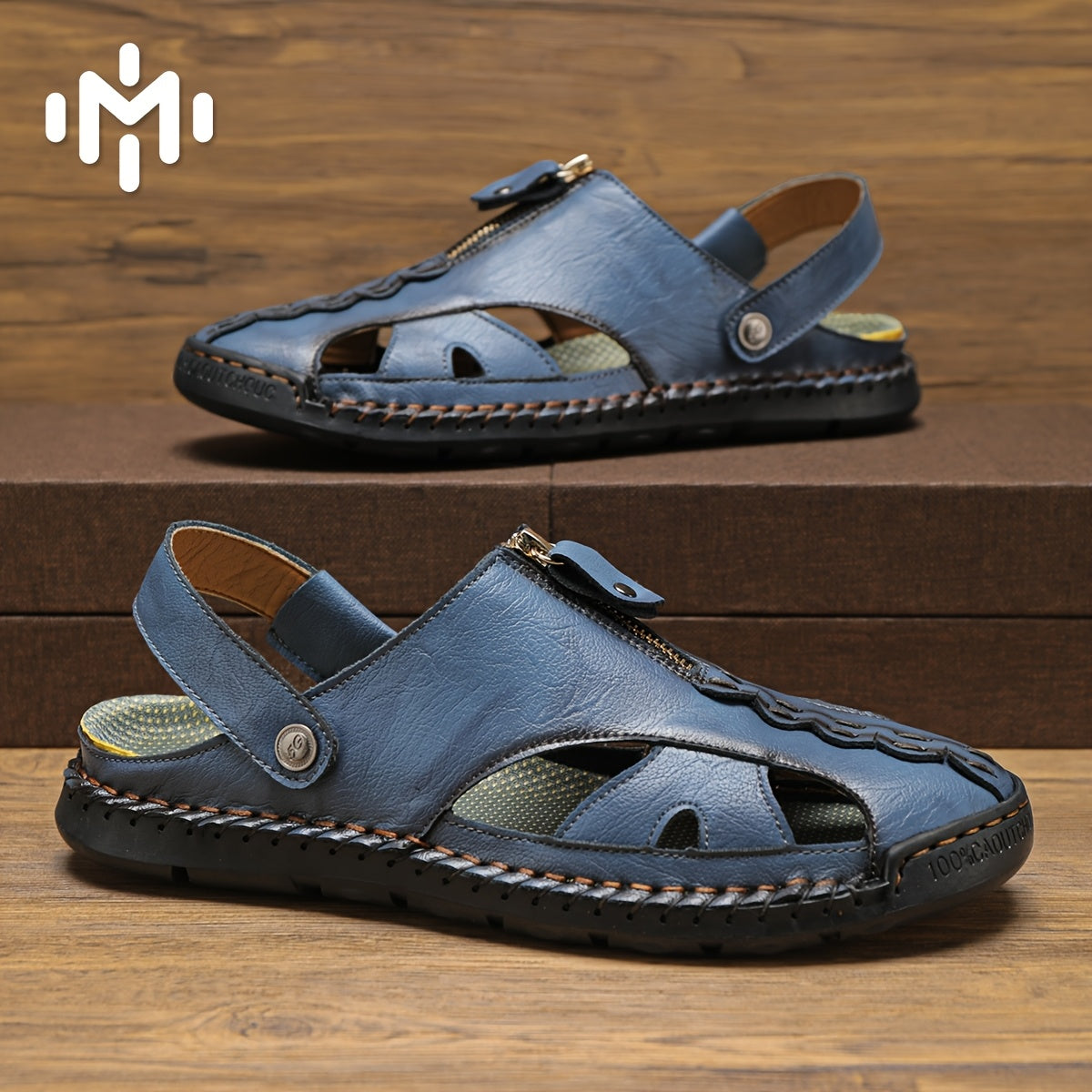 Men'S Solid Color Breathable Sandals, Men'S Lightweight Anti-Slip Fashionable Sandals - Ultra-Fiber Synthetic Upper, Hand-Sewn Sandals, Beach & Water Activities Quick-Dry Comfort, Men'S Stitch Beach Shoes For Summer