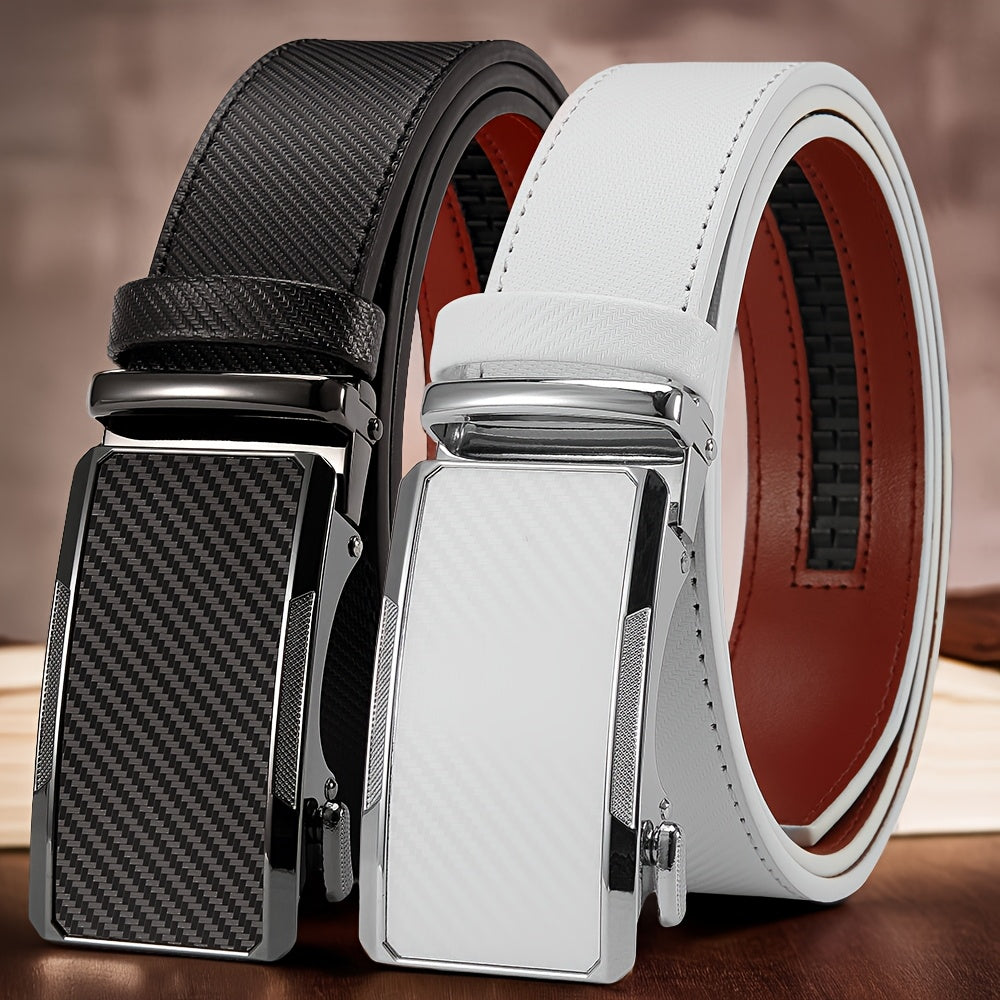 2pcs Men's Business Belts with Alloy Automatic Buckle