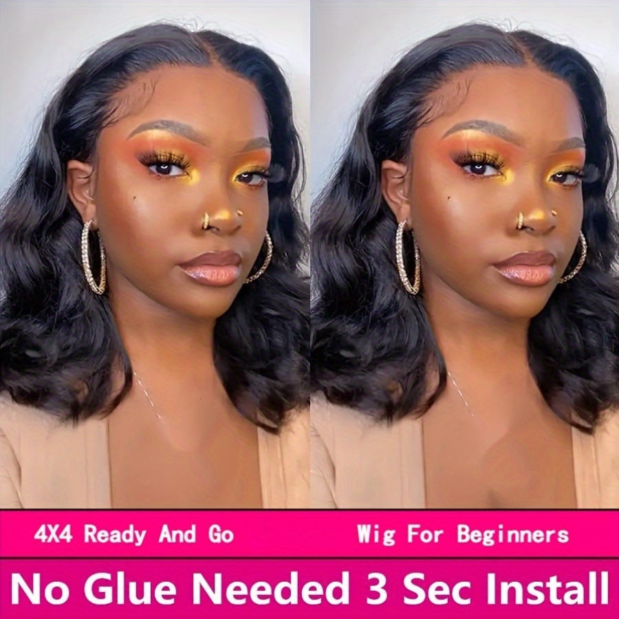 Bob Wig Human Hair 4X4 HD Lace Closure Glueless Wig 150 Density Pre Cut Body Wave Wig Put On And Go Glueless Human Hair Wigs for Women Pre Plucked 4x4 Closure Bob Wigs