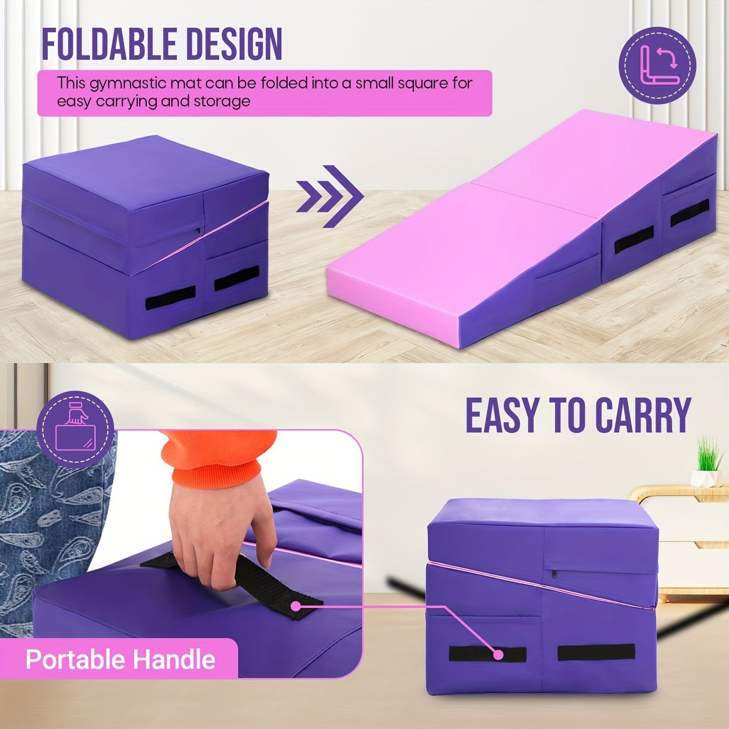 Folding Exercise Mat Incline Tumbling Mats for Home Gym