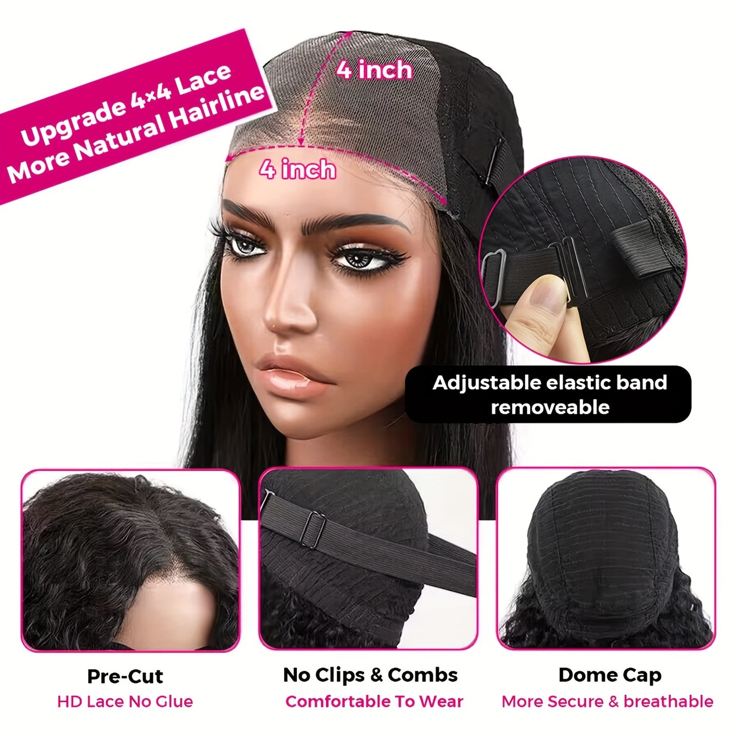 Bob Wig Human Hair 4X4 HD Lace Closure Glueless Wig 150 Density Pre Cut Body Wave Wig Put On And Go Glueless Human Hair Wigs for Women Pre Plucked 4x4 Closure Bob Wigs