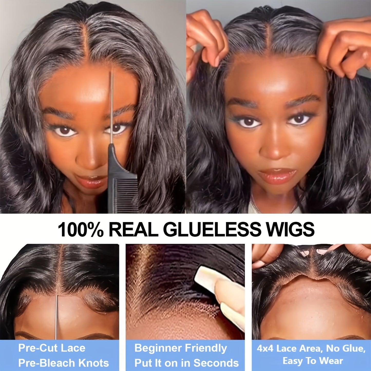 Bob Wig Human Hair 4X4 HD Lace Closure Glueless Wig 150 Density Pre Cut Body Wave Wig Put On And Go Glueless Human Hair Wigs for Women Pre Plucked 4x4 Closure Bob Wigs
