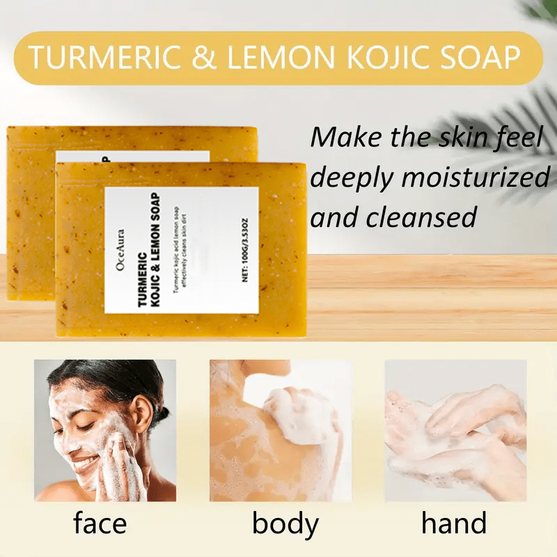 4Packs Handmade Turmeric Soap Bars 100g/3.53oz Essential Oils