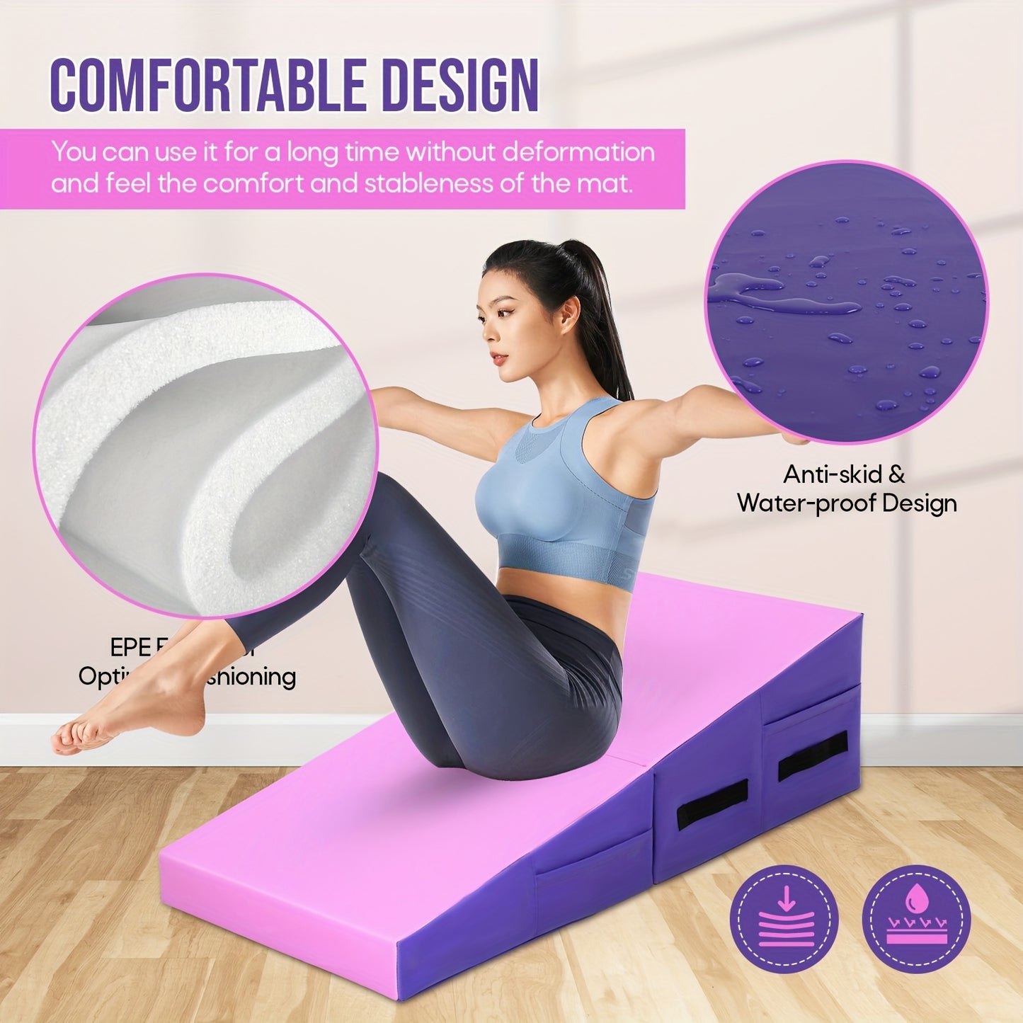 Folding Exercise Mat Incline Tumbling Mats for Home Gym