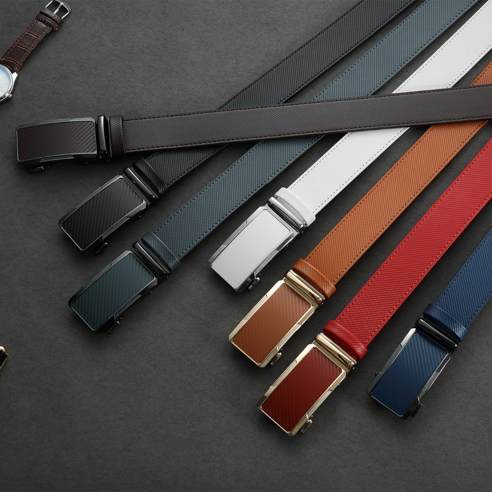 2pcs Men's Business Belts with Alloy Automatic Buckle