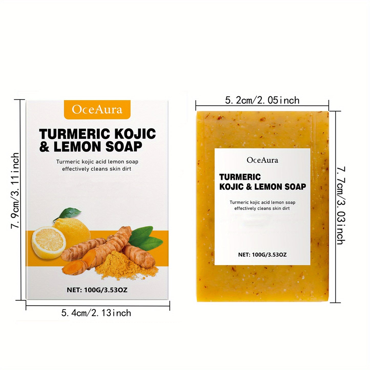 4Packs Handmade Turmeric Soap Bars 100g/3.53oz Essential Oils