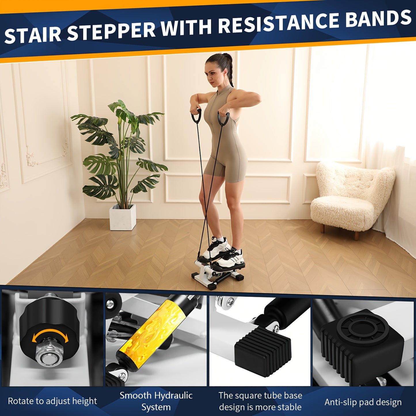 Compact Stainless Steel Stepper with Digital Monitor for Home Fitness