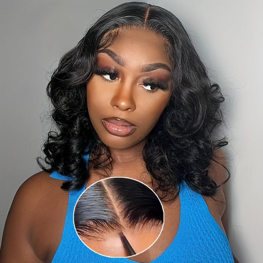 Bob Wig Human Hair 4X4 HD Lace Closure Glueless Wig 150 Density Pre Cut Body Wave Wig Put On And Go Glueless Human Hair Wigs for Women Pre Plucked 4x4 Closure Bob Wigs