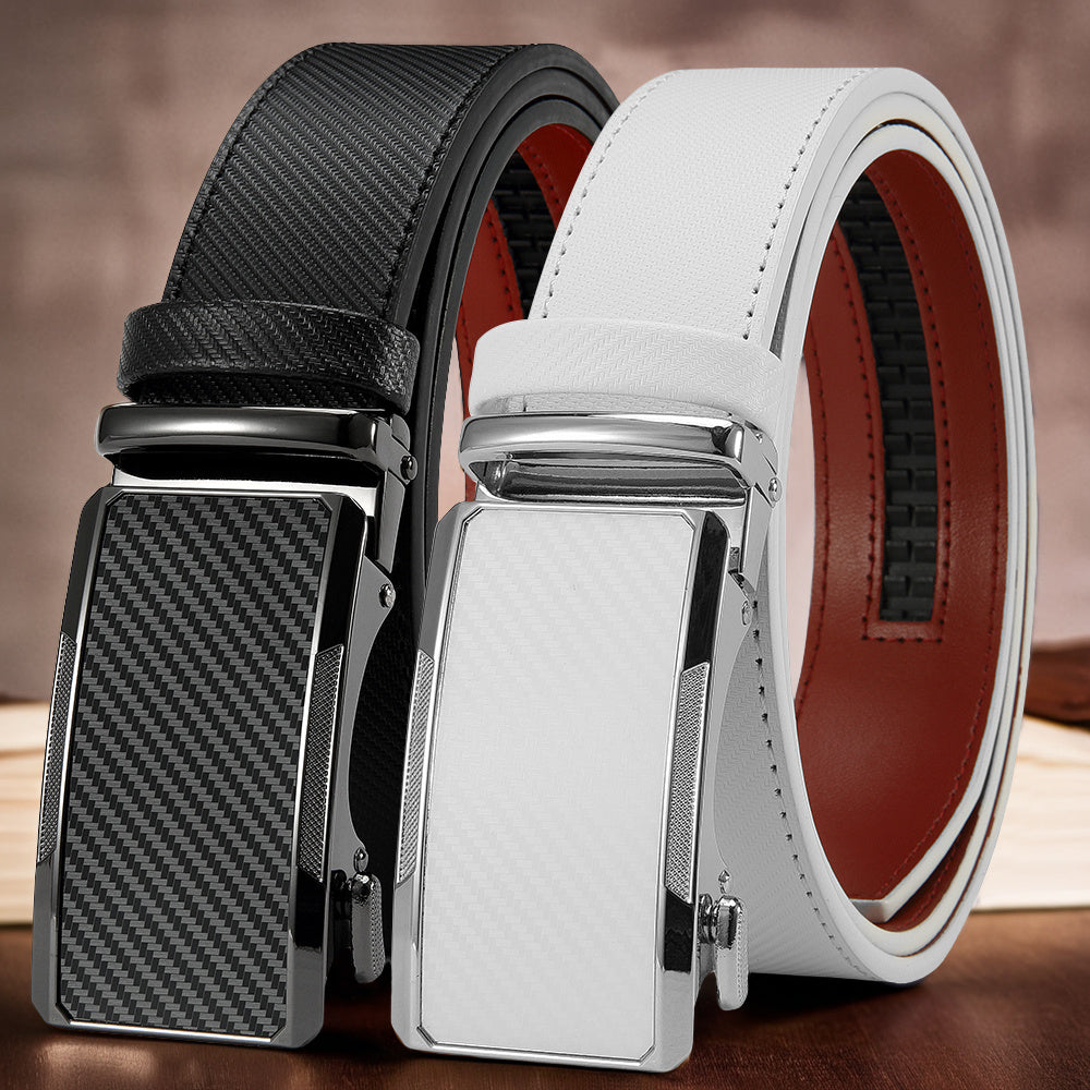 2pcs Men's Business Belts with Alloy Automatic Buckle