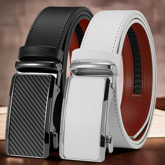 2pcs Men's Business Belts with Alloy Automatic Buckle