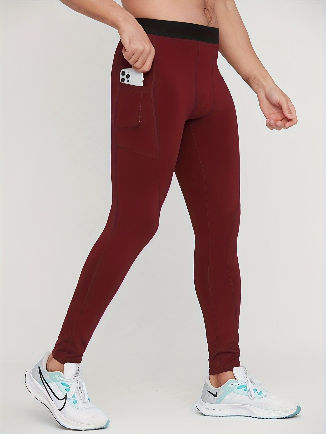 Tight Sports Pants Men Quick Drying Breathable Fitness Pants With Side Pockets