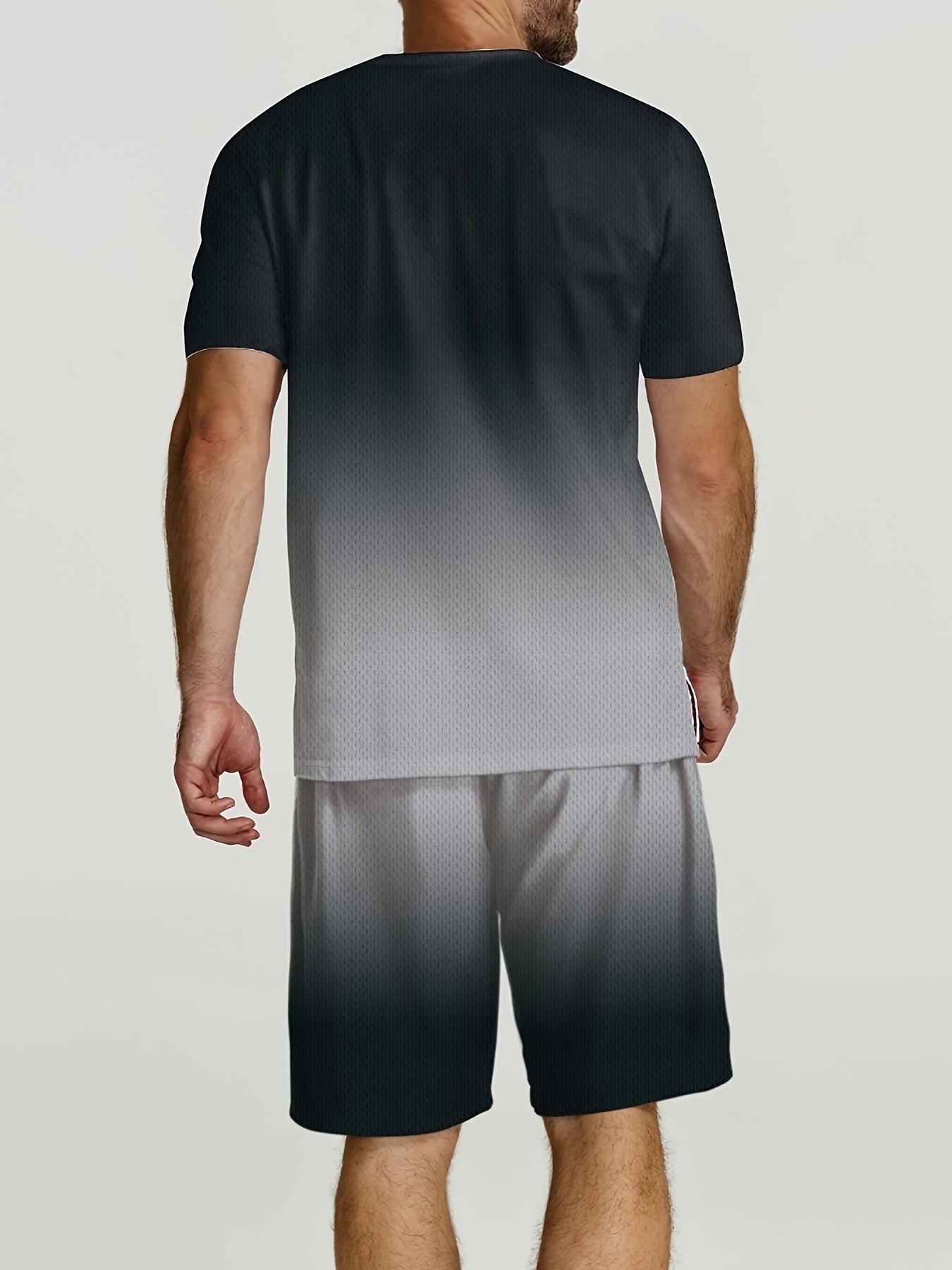 Men's Gradient Lettering Print Paris T-Shirt and Shorts Set