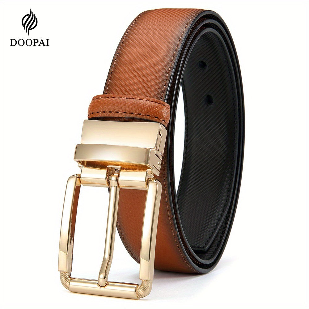1pc DOOPAI Men's Fashionable Genuine Leather Reversible Belt