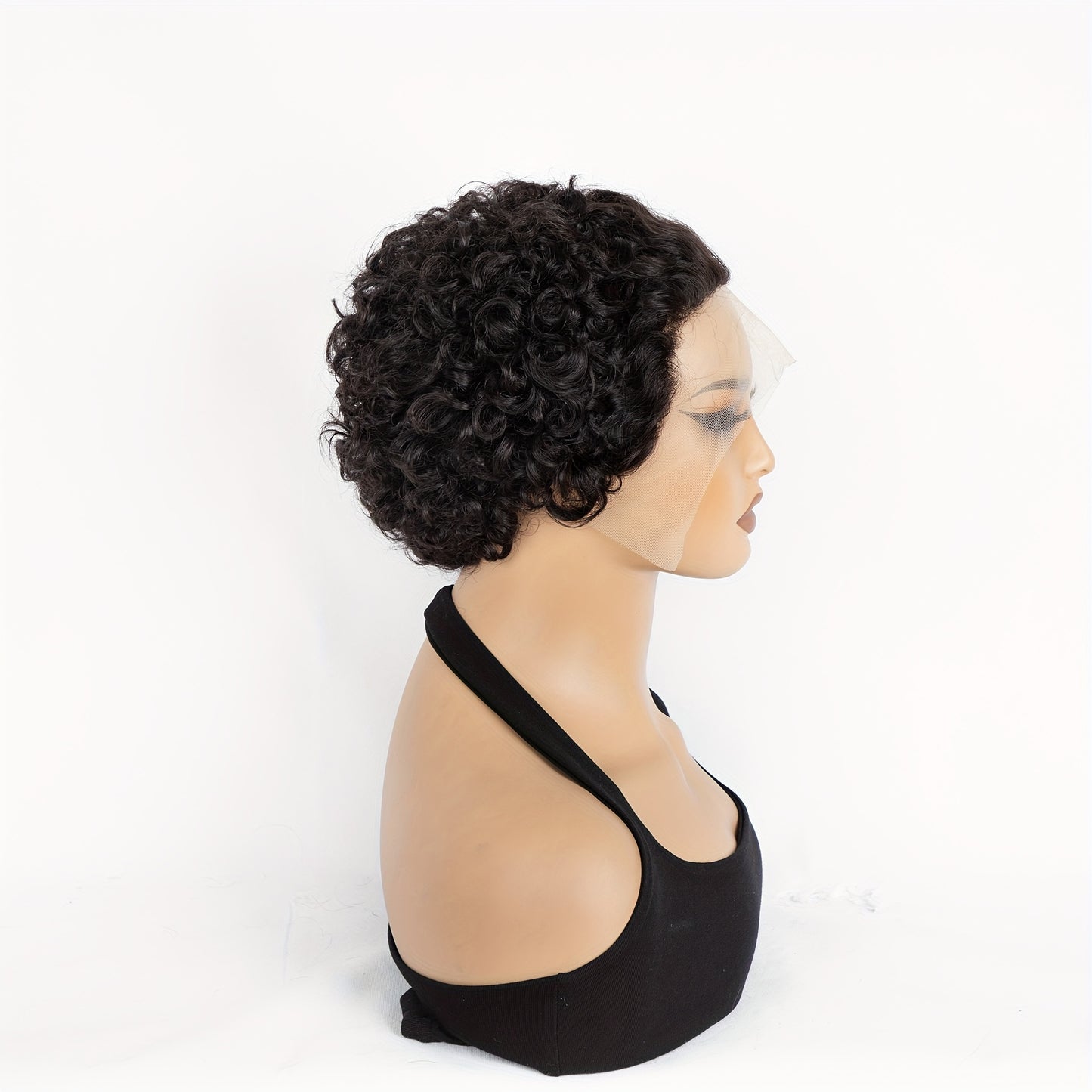 6 Inch Short Curly Lace Wig Pixie Wigs Human Hair 180 Percent Density Pixie Cut Transparent HD Lace Front Wigs Human Hair 13X1 Short Curly Wave Wigs Glueless Pre Plucked Hairline Natural Color