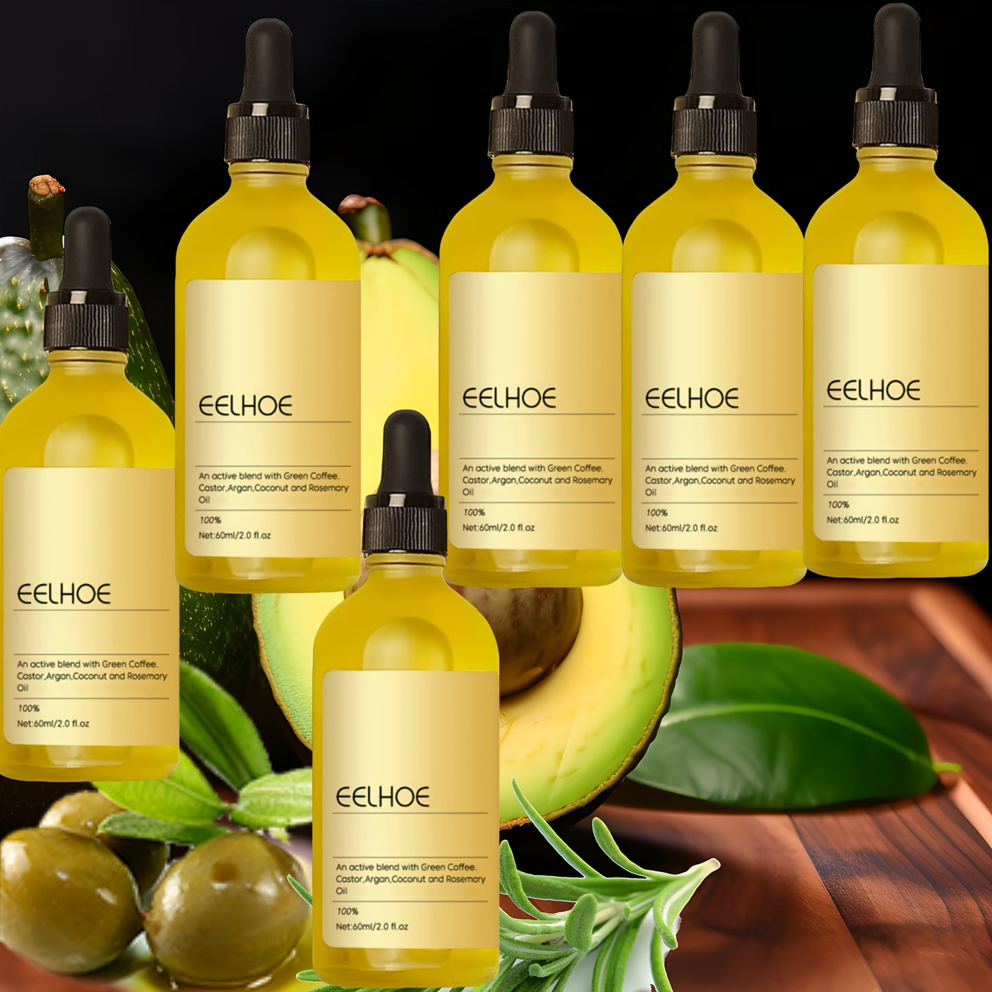 6pcs 2.03oz Natural Hair Oil Veganic Hair Oil for Dry Hair