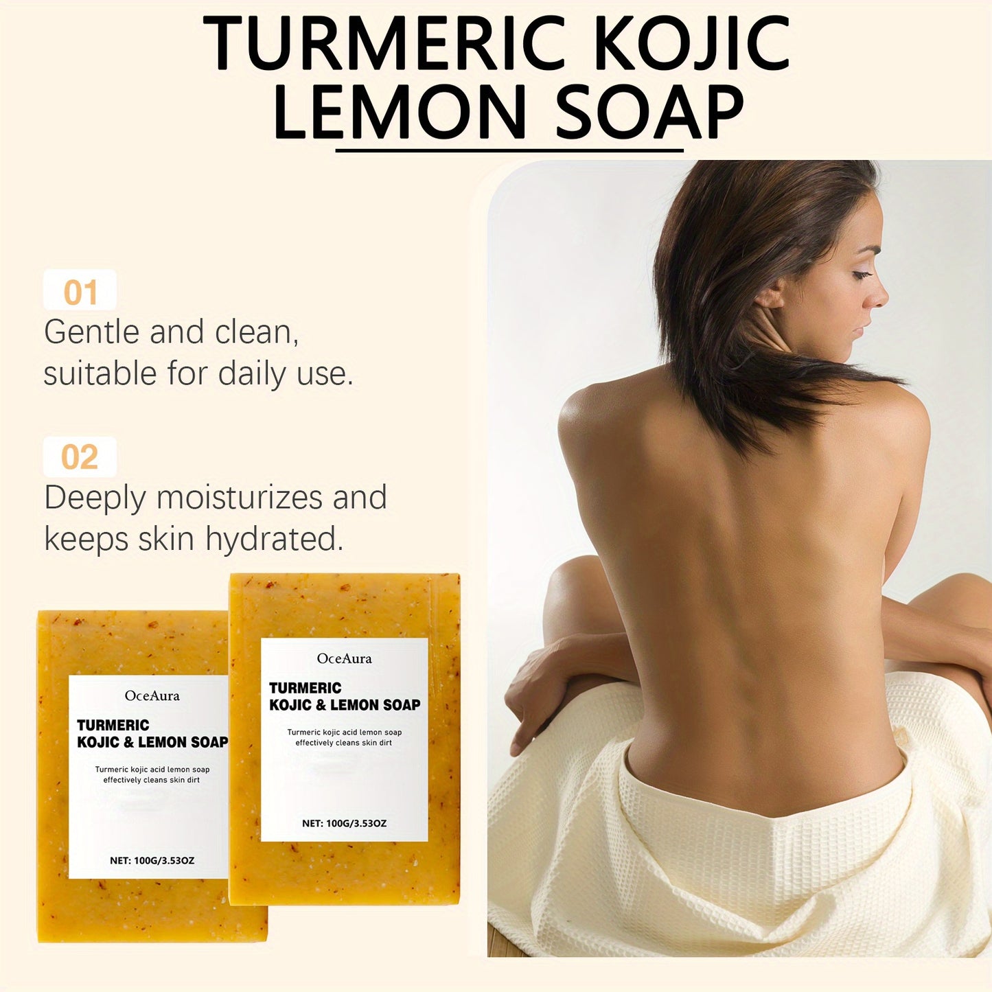 4Packs Handmade Turmeric Soap Bars 100g/3.53oz Essential Oils