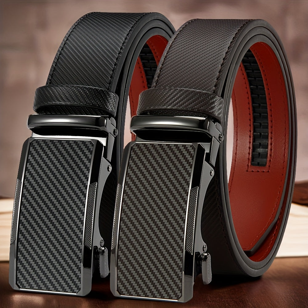 2pcs Men's Business Belts with Alloy Automatic Buckle