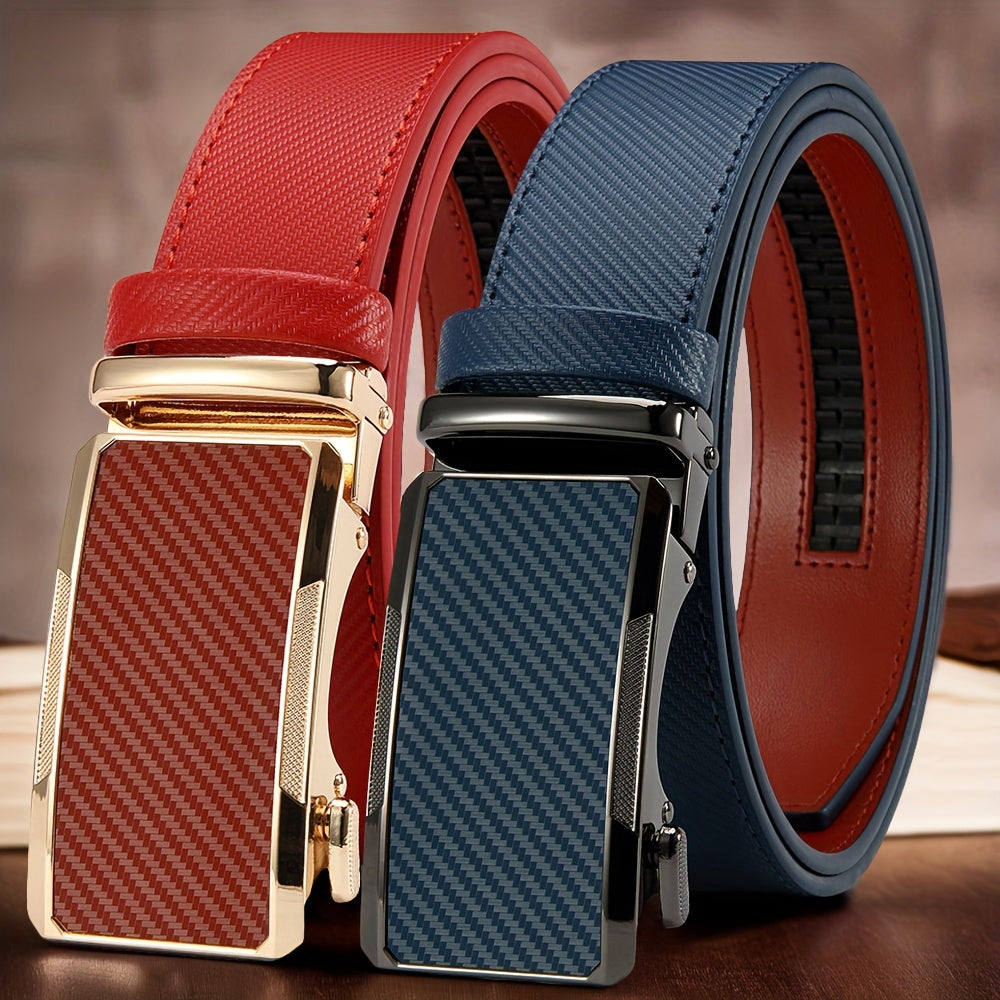 2pcs Men's Business Belts with Alloy Automatic Buckle